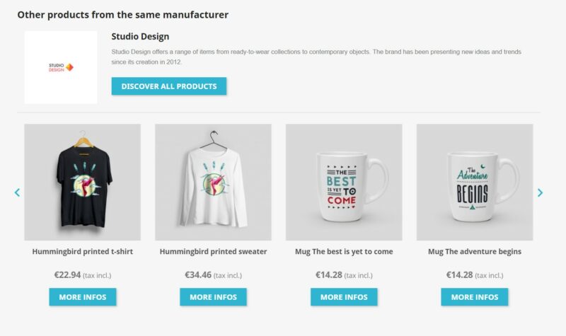 Display a list of products from the same manufacturer or brand in Prestashop