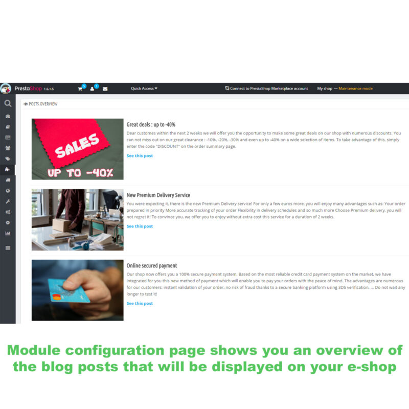Very easily display the articles from your Wordpress blog in your Prestashop e-store