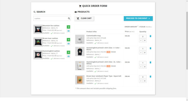 Quick and easy order form module for Prestashop