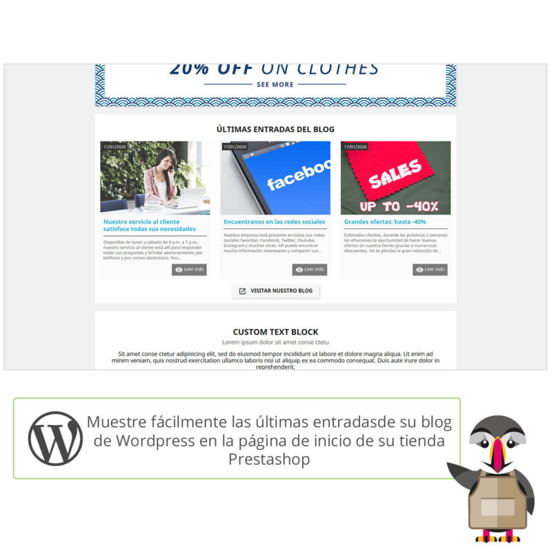Integración de la visualización de noticias del blog de Wordpress en una tienda Prestashop